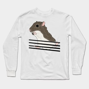 Cute brown gerbil eating sunflower seeds Long Sleeve T-Shirt